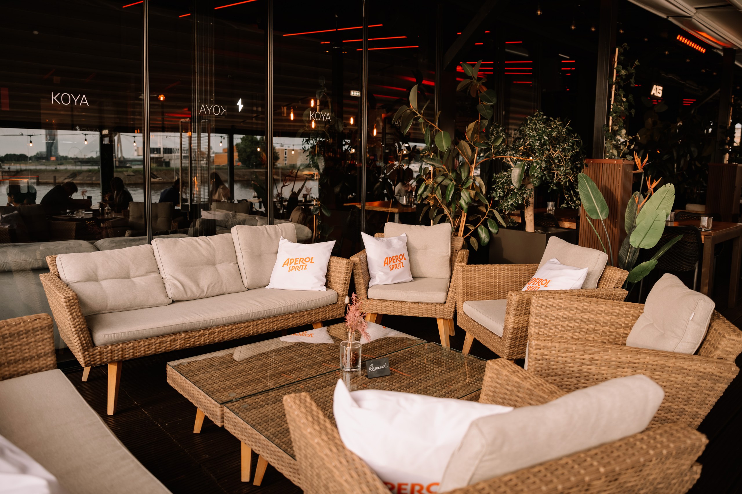 The lounge behind the glass